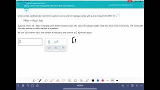 ALEKS: Using a zero order integrated rate law to find concentration change