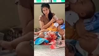 Young mom breastfeeding #fypyoutube #fyp