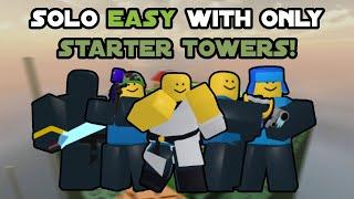 Solo Easy Mode Victory with only Starter Towers! | Doomspire Defense!