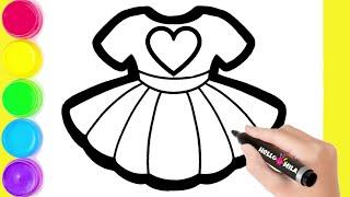 Drawing Beautiful Dress | How to Draw Easy Dress Rainbow