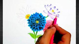 How To Draw Flowers / GUL rasmini chizish