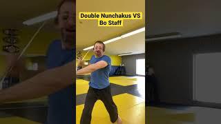 Who WIN?? Double Nunchakus VS Bo Staff #shorts