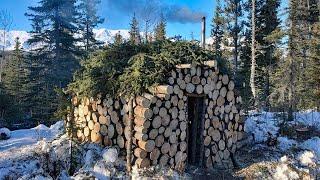 Building & Camping in a Bushcraft Log Cabin in the Alaskan Bush