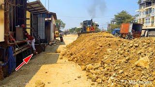 Wonderful Project Building New Foundation Road For Villager By KOMATSU Dozer Team Spreading Stone