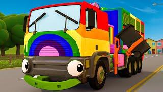 Rainbow Recycling Truck+ more Classic Nursery Rhymes for Kids Songs | Gecko's Garage Truck Cartoon