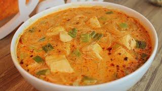 Thai soup recipe with chicken, fast and delicious Asian soup, rice noodle soup