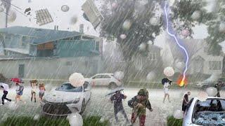 Brutal Tragedy n Japan - Apocalyptic Hail Storm Devastating Building in Hachioji Tokyo