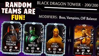 FATAL Black Dragon 200 with RANDOM Team in MK Mobile! MK1 Mileena Hunt Continues.