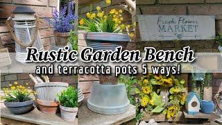 RUSTIC GARDEN BENCH & 5 WAYS TO PAINT TERRACOTTA POTS!~How to Fill a Space in your Garden