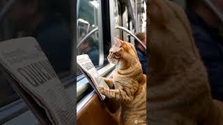METRODA GAZETE OKUYAN KEDİ #cat #metro #gazeteoku #newspapper #kedi