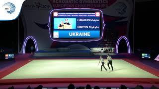 Mykyta LUKAKHIN & Mykyta NIKITIN (UKR) - 2019 Acro Europeans, dynamic final