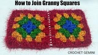 Crochet :How to Join Granny Squares for beginners In Hindi| Attach #Granny Squares | Crochet Gemini