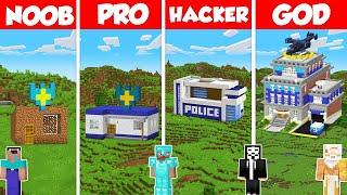 Police Station Build Battle Challenge - Noob vs Pro vs Hacker vs God - Minecraft Animation