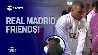 AURA! Rio Ferdinand bumps into Bellingham, Camavinga & Mbappe in the Anfield tunnel ‍ #UCL