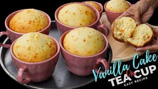Soft & Fluffy Vanilla Cupcake in a Tea Cup | Easy Homemade Vanilla Cup Cake Recipe | Kid’s Favourite