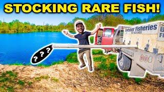 Stocking BIG EXOTIC Fish in CAMPGROUND and WAREHOUSE Pond!!!