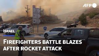 Firefighters battle blazes in northern Israel after rockets fired from Lebanon | AFP