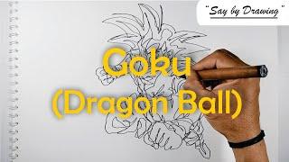 How to Draw Goku from Dragon Ball - One Line Drawing
