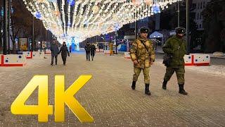 [4K] Chelyabinsk Ural | Walking tour - Russian country town Christmas lights