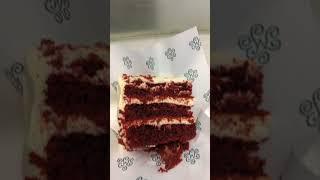 Red velvet cake slice with cream cheese icing from Magnolia bakery #food #cake #dessert