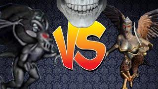 Heroes of Might and Magic III. Obsidian gargoyle VS Harpy hag