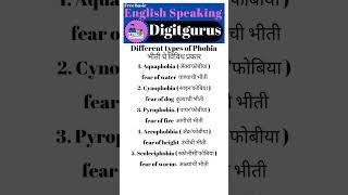 Types of phobia in English & Marathi@Digitgurus   #englishvocabulary  #shorts  #youtubeshorts