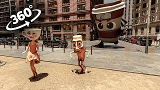 Cappuccino Assassino Chases Tung Tung Tung Sahur & Ballerina Capuchina in City | 360° VR Experience