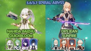 Nahida Baizhu Quickbloom & Jean Sunfire DPS 3.6 3.7 Spiral Abyss Genshin Impact