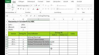 Buchhaltung ganz praktisch: Kassenbuch Excel Grundlagen