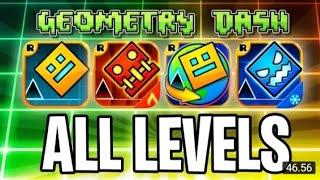 every Geometry dash level!! with coins!(GD,Meltdown,subzero,world,37 levels)