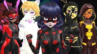 【MMD】Miraculous  Akumatized Heroes (part 1) Transformations「Villains FANMADE」