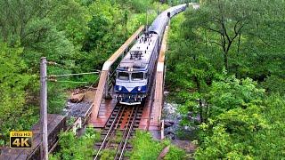 Rail traffic in Romania - Southern Carpathian Mountains - Danube riverbank - Magistrala CFR 100 [4K]