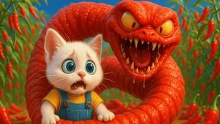 OMG! The Kitten vs the GIANT RED WORM! ️ #ai #story #catstory