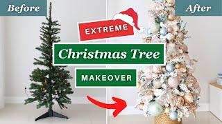 HOW TO MAKE A CHEAP CHRISTMAS TREE LOOK EXPENSIVE AND GLAMOROUS | Extreme Christmas Tree Makeover!