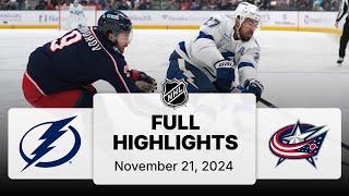 NHL Highlights | Lightning vs. Blue Jackets - November 21, 2024