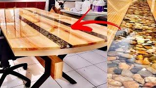 How Epoxy Table Made w/ rocks