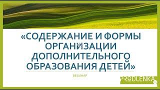 Вебинар «Содержание и формы организации дополнительного образования детей»