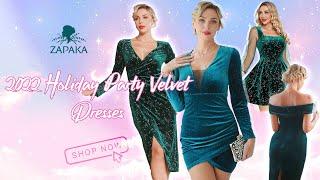 ZAPAKA Women 2022 Holiday Party Velvet Dresses