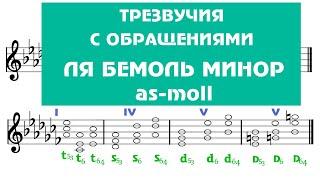 ЛЯ БЕМОЛЬ МИНОР - ТРЕЗВУЧИЯ с обращениями - as-moll