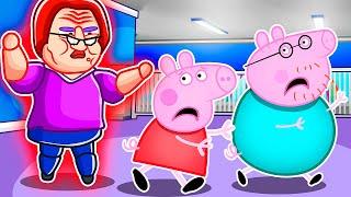 Peppa Pig & Daddy Pig ESCAPE EVIL BABYSITTER!