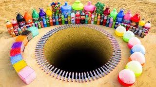 EXPERIMENT: Big Balloons from Toothpaste Eruption with Giant Fanta, Orbeez, Mtn Dew, Cola & Mentos