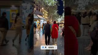 Barcelona Spain: Strolling Through La Rambla - Night Lights in 4K