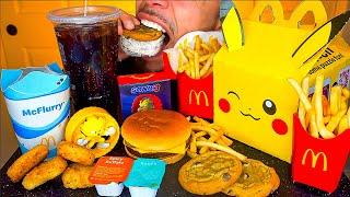 ASMR MCDONALD’S HAPPY MEAL CHICKEN NUGGETS CHEESEBURGERS FRIES EATING SHOW OREO MCFLURRY POKEMON