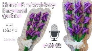 How to Embroider Lavender ASMR - Ermine Stitch DIY Tutorial