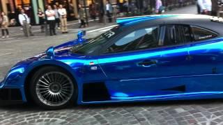 Insanely loud blue chrome Mercedes CLK-GTR in Tokyo (Turn volume MAX!!)