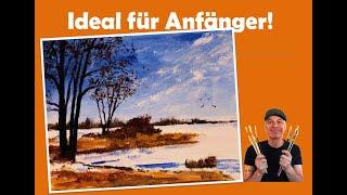 10-Minuten-Malerei: Wunderbares Winterwunder malen | Anfänger | Tutorial