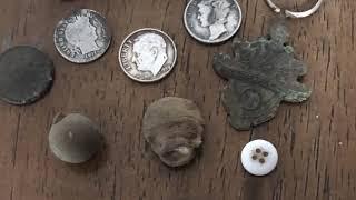 Buck Rogers Medal | Dime Trifecta Hail Hunt!! Diggin' Duo Metal detecting Apr 10,2020