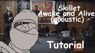 How to play Skillet -  Awake And Alive (acoustic w/ Solo) tabs (RUS SUB ON)