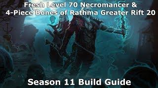 [Diablo 3] Fresh Level 70 & Bones of Rathma Greater Rift 20 Necromancer Build Guide | Season 11