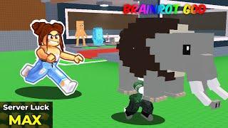 Using MAX SERVER LUCK To Steal BRAINROT GOD